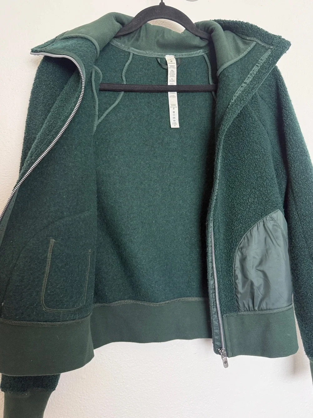 Lululemon So Sherpa Jacket Malachite Green Wool Blend Fleece Size 8